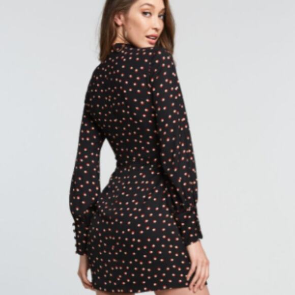 Bardot Tie Neck Mini Dress in Red Black SP NWT Size 4 - Picture 3 of 3